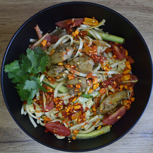 Пад-тай с курицей на рисе