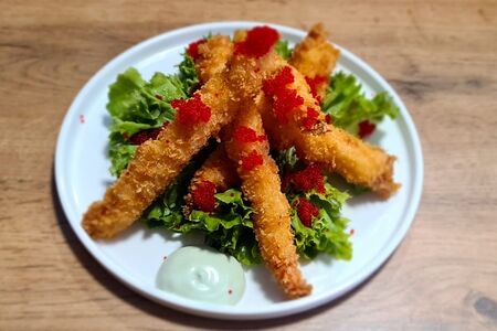 Креветки тигровые с соусом васаби
