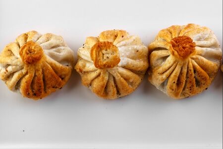 Хинкали с лососем жареные