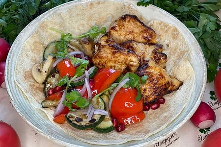 Шашлык из индейки с овощами