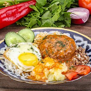 Бифштекс с гарниром