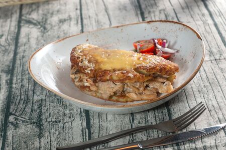 Драник с жульеном из куриного филе