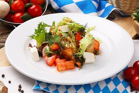 Постный Салат с Тофу и хрустящими баклажанами