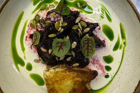 С вяленой свеклой с жаренным сулугуни