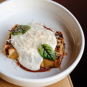 Лазанья с муссом из твердого сыра