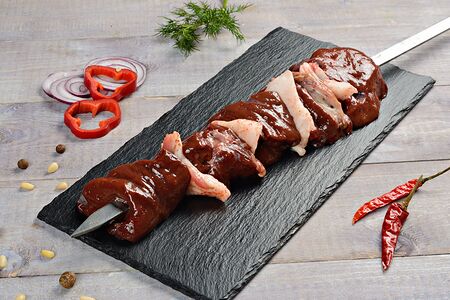 Шашлык из печени с курдюком