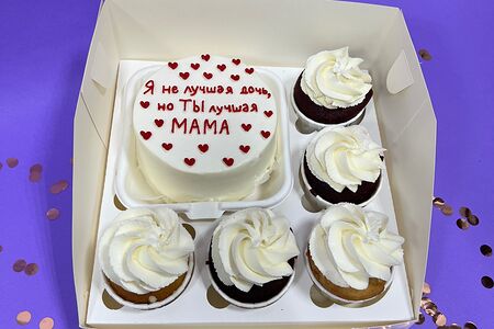 Набор №11 белый для мамы Красный бархат с клубникой