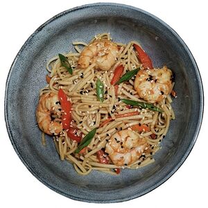 Лапша удон с тигровыми креветками