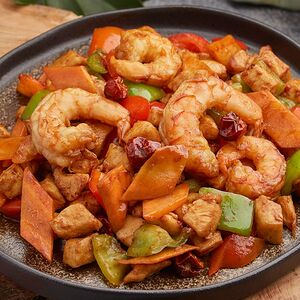 Հավի կտորներ մանրածովախեցգետնով