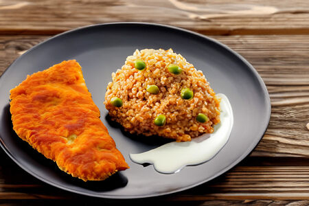 Куриный шницель с булгуром