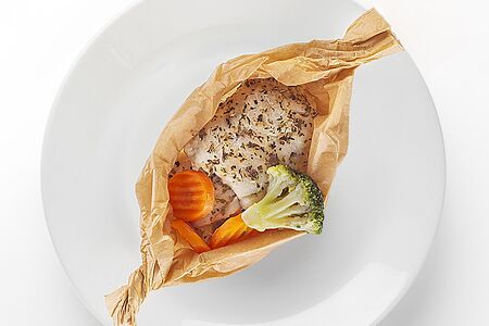 Треска на пару с овощами