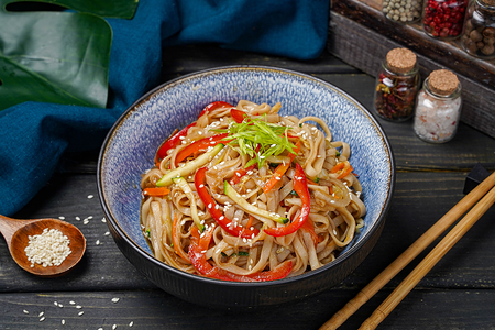 Удон со свининой в соусе терияки