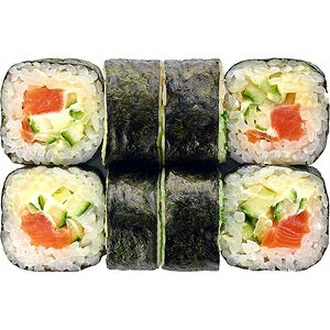 Сяке нагима с лососем и огурцом