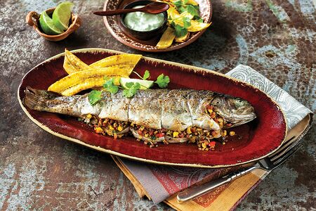 Шашлык из рыбы с овощами