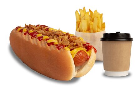 Хот-дог комбо со cвинoй колбаской и сыром