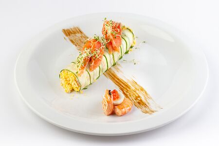 Мимоза в авторской подаче с форелью и красной икрой