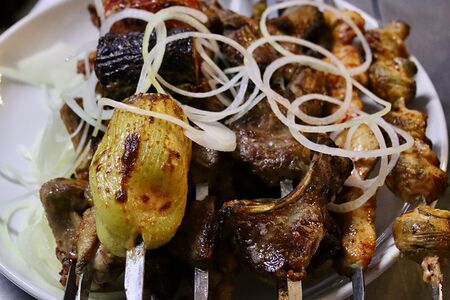 Шашлык из баранины печень