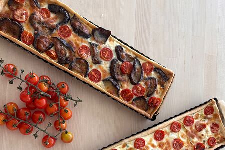 Киш Баклажаны пармиджано на ржаной муке