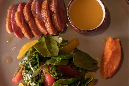 Утиная грудка с пюре из батата