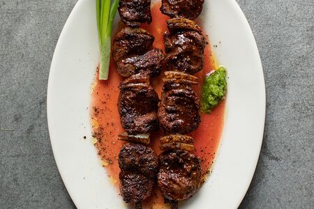 Сердечки индейки на шампурах