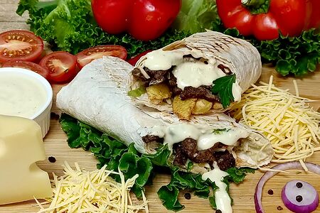 Супер-сырная шаурма с бараниной