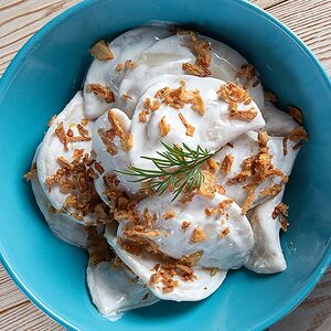 Вареники с картофелем и луком фри