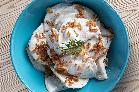 Вареники с картофелем и луком фри