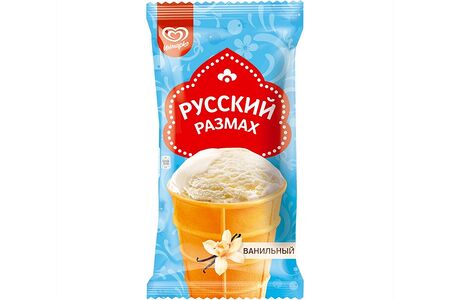 Русский Размах мороженое молочное в вафельном стаканчике ванильное