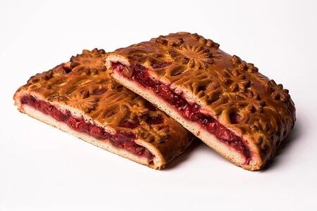 Пирог сдобный с клубникой и ревенем