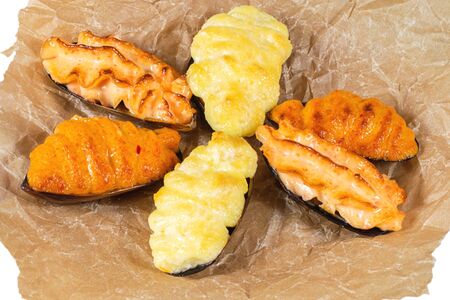 Мидии гриль