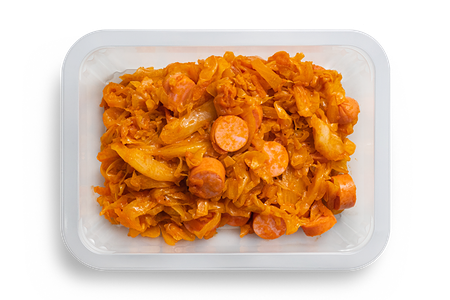 Тушеная капуста с сосисками