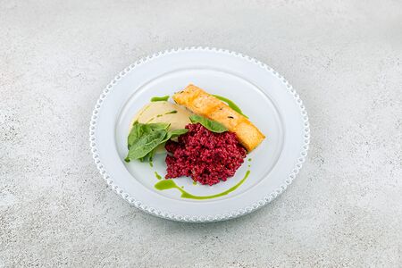 Стейк из лосося с ризотто