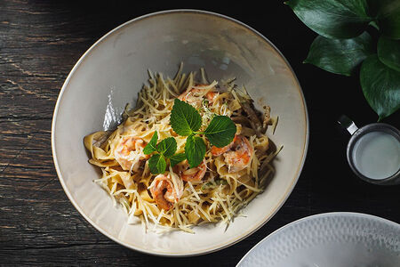 Феттуччине с креветками