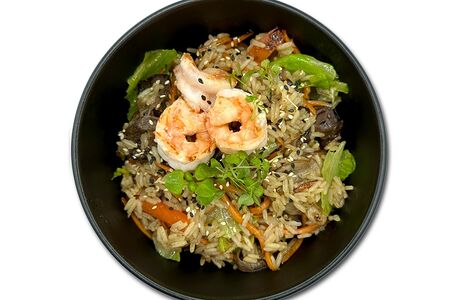 Вок рис креветки