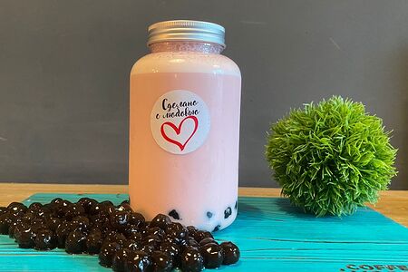 Milk tea Малиновая сакура с тапиокой