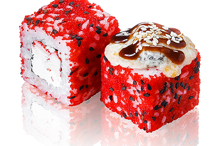 Запеченный ролл Калифорния с мидией