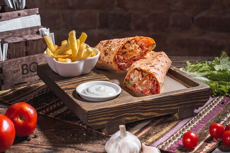 BBQ Шаверма с куриной грудкой на гриле в лаваше