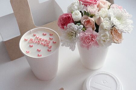 Набор Торт в стакане с цветами Happy Birthday