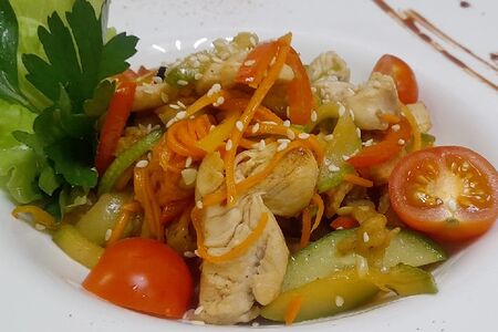 Салат тёплый с курицей