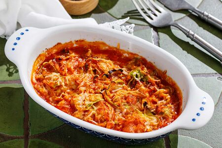 Запеканка из цукини, томатов и индейки