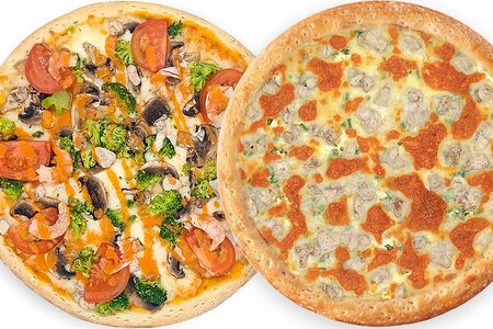 2 пиццы Том ям и Сочная курочка