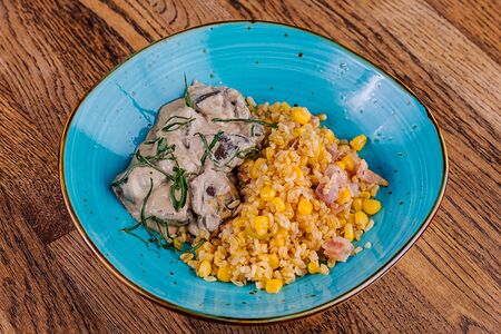 Печень индейки с булгуром