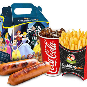 Сосиски 2 шт + фри + напиток на выбор + маленькая игрушка