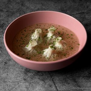 Мини-хинкали в бульоне