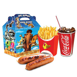 Сосиски+фри+напиток на выбор+маленькая игрушка