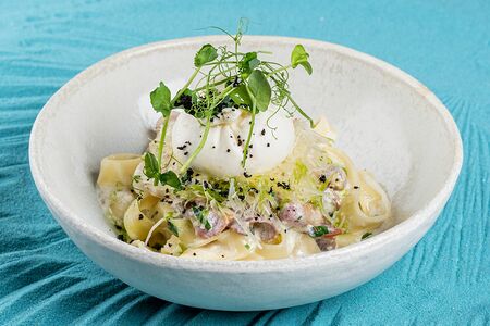 Карбонара с мини-бурратой