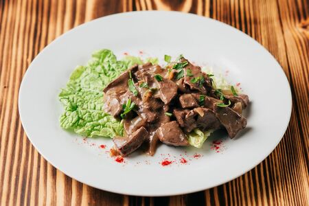 Печень куриная с луком