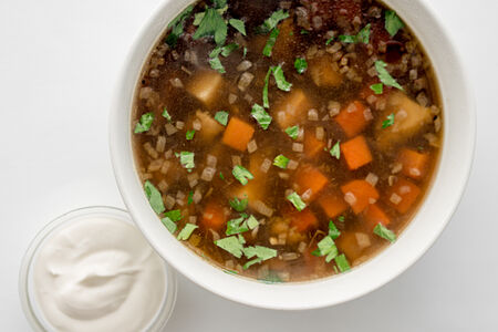 Суп из белых грибов с рисовой лапшой