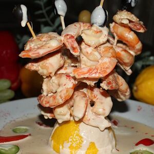 Тигровые креветки в сливочном соусе