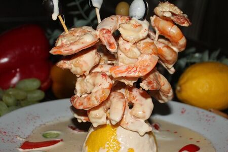 Тигровые креветки в сливочном соусе